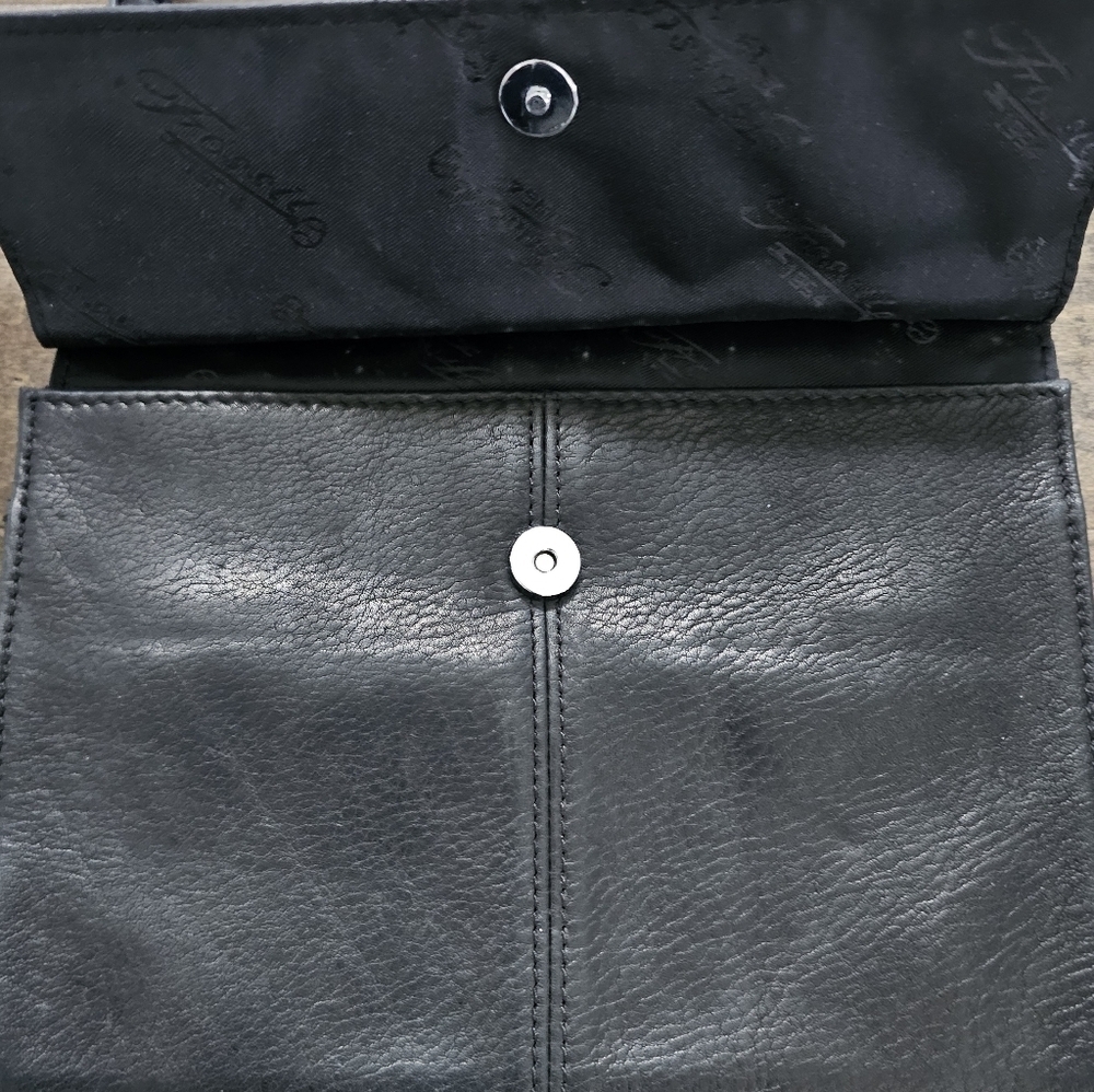 Vintage Rare Fossil Black Leather Crossbody Bag - Picture 6 of 8
